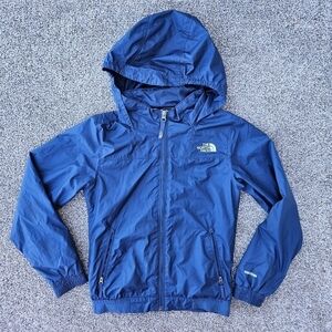North Face TNF Windwall Hooded Jacket Windbreaker Zip Up Coat Kids Girls M 10/12